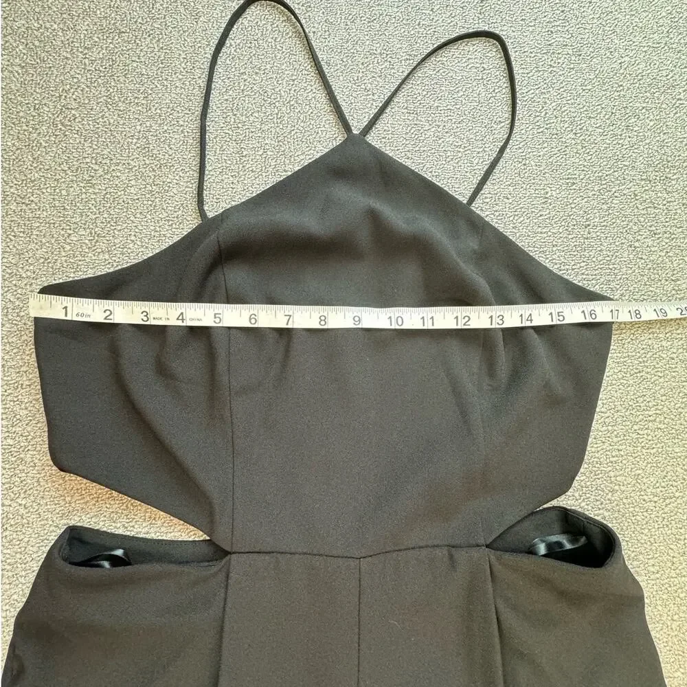 Bebe Jumpsuit Cutout‎ Cropped Wide Leg Black Size 12